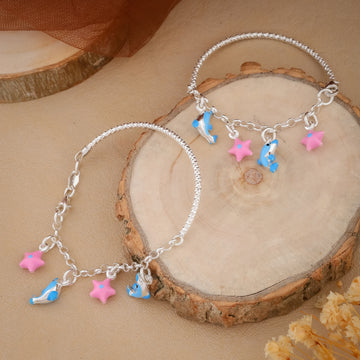 Ocean Friends Silver Kids Charm Bangles (Kadli Set)