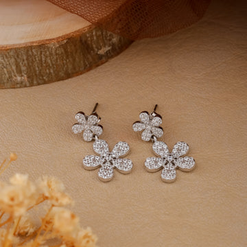 Blooming Radiance Silver Floral Earrings