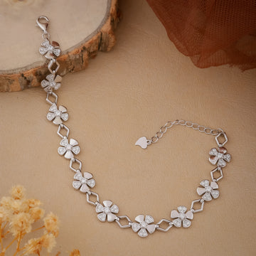 Blossom Grace Silver Floral Bracelet