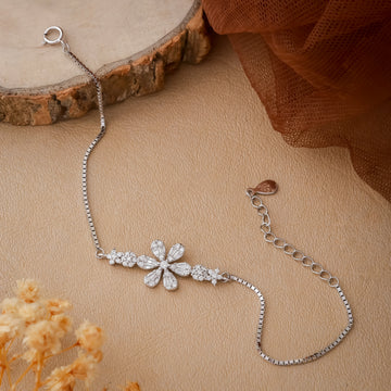 Petal Radiance Adjustable Silver Bracelet