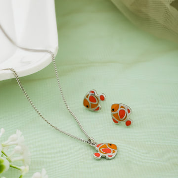 Clownfish Charm Kids' Silver Chain & Earring Set