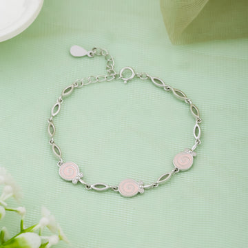 Candy Swirl Charm Silver Kids Bracelet