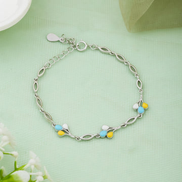 Blossom Buds Colorful Silver Kids Bracelet
