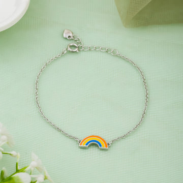 Rainbow Charm Silver Kids Bracelet