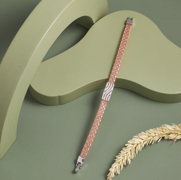 Rose Gold Italian Mesh Bracelet with Silver