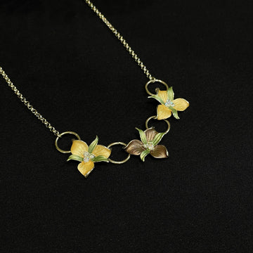 925 Silver Enamel Floral Necklace – Handcrafted Statement Jewellery