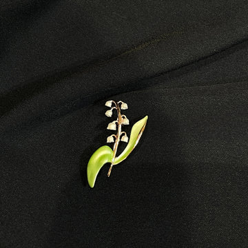 Elegant Silver Lily Enamel Brooch