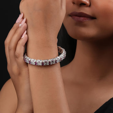 Radiant Ruby & Crystal Silver Italian Bracelet for Women