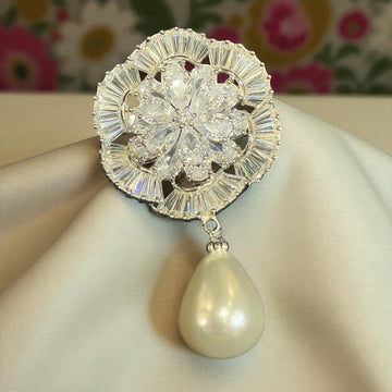 925 Silver Royal Pearl Drop Brooch