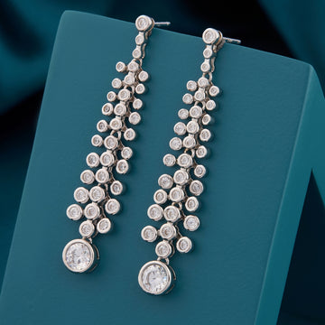 Cascading Crystal Droplet Silver Earrings