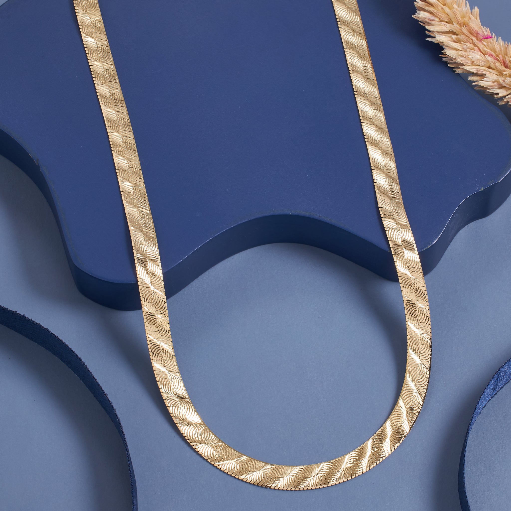 Golden Mirage Herringbone Italian Gold Polish Mens's Chain