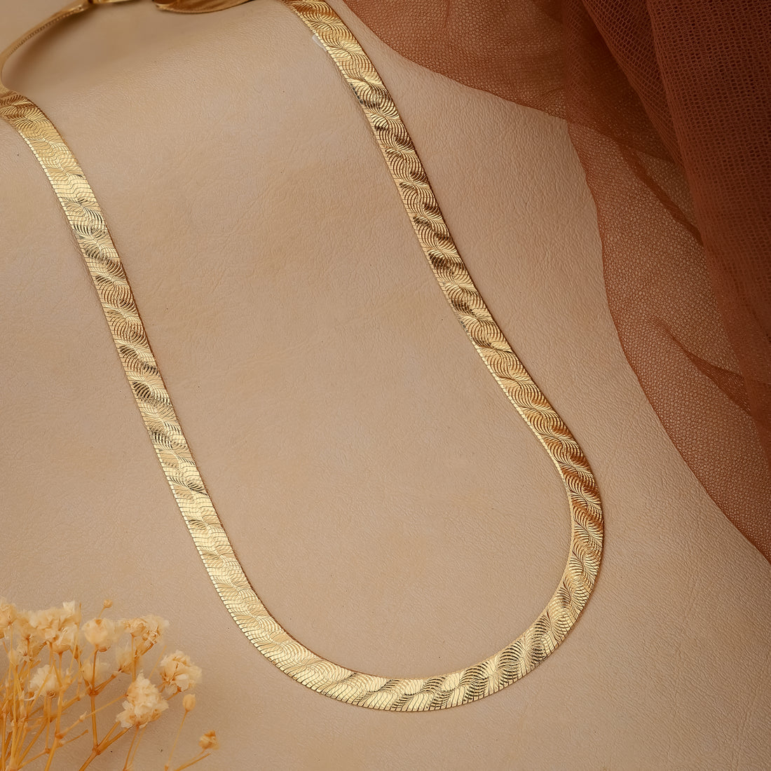 Golden Mirage Herringbone Italian Gold Polish Mens's Chain