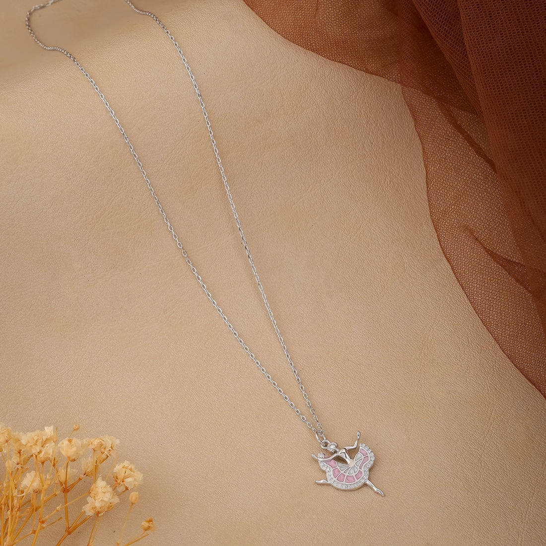 Silver Twinkle Toes Charm Pendant with Anchor Chain