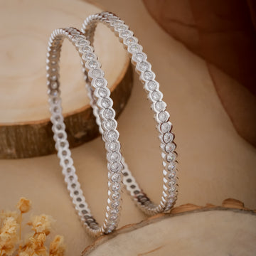 Radiant CZ Elegance 925 Sterling Silver Women's Bangle