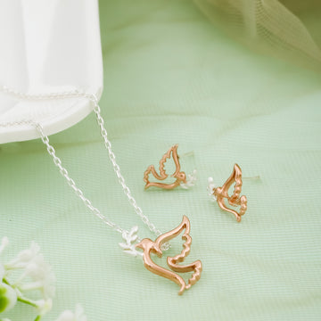 Peace Dove Kids' Silver Chain & Earring Set