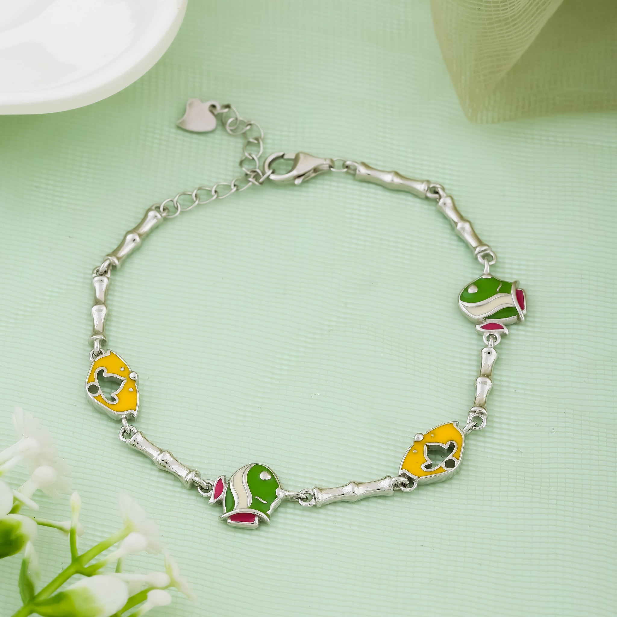 Whimsical Ocean Friends Kids' Silver Bracelet