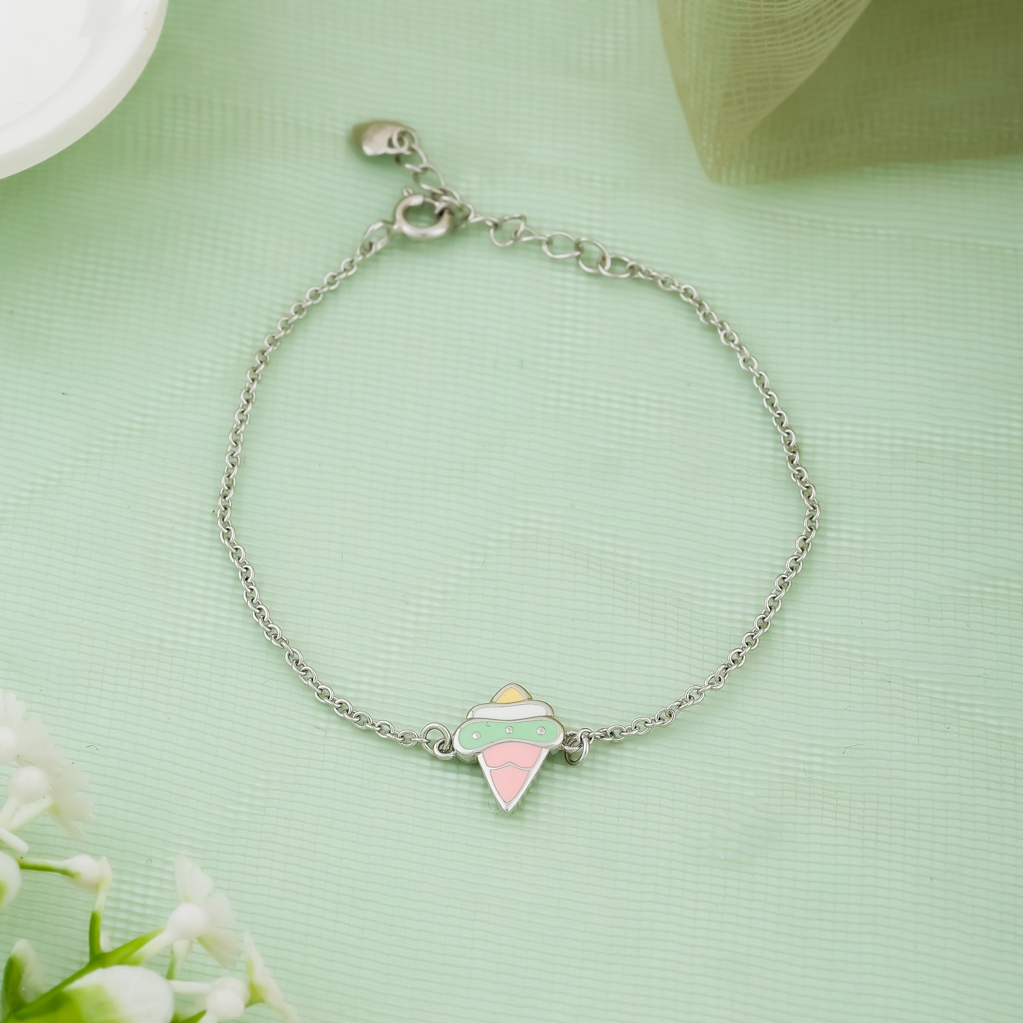 Sweet Treat Ice Cream Charm Silver Kids Bracelet