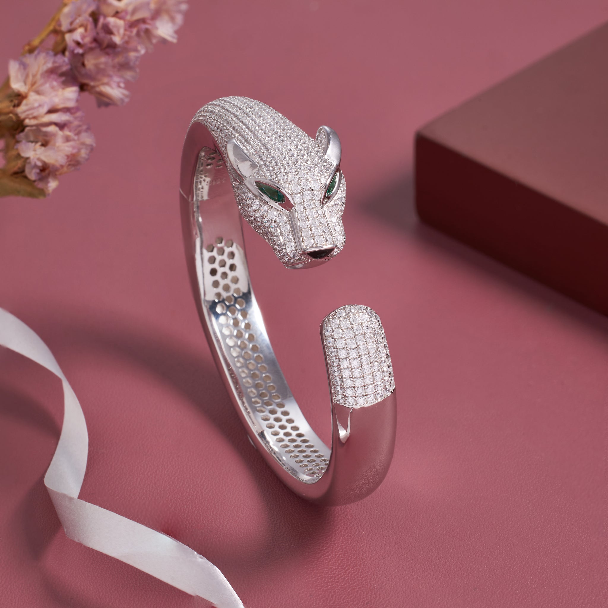 Panther Elegance Silver Cuff Bracelet