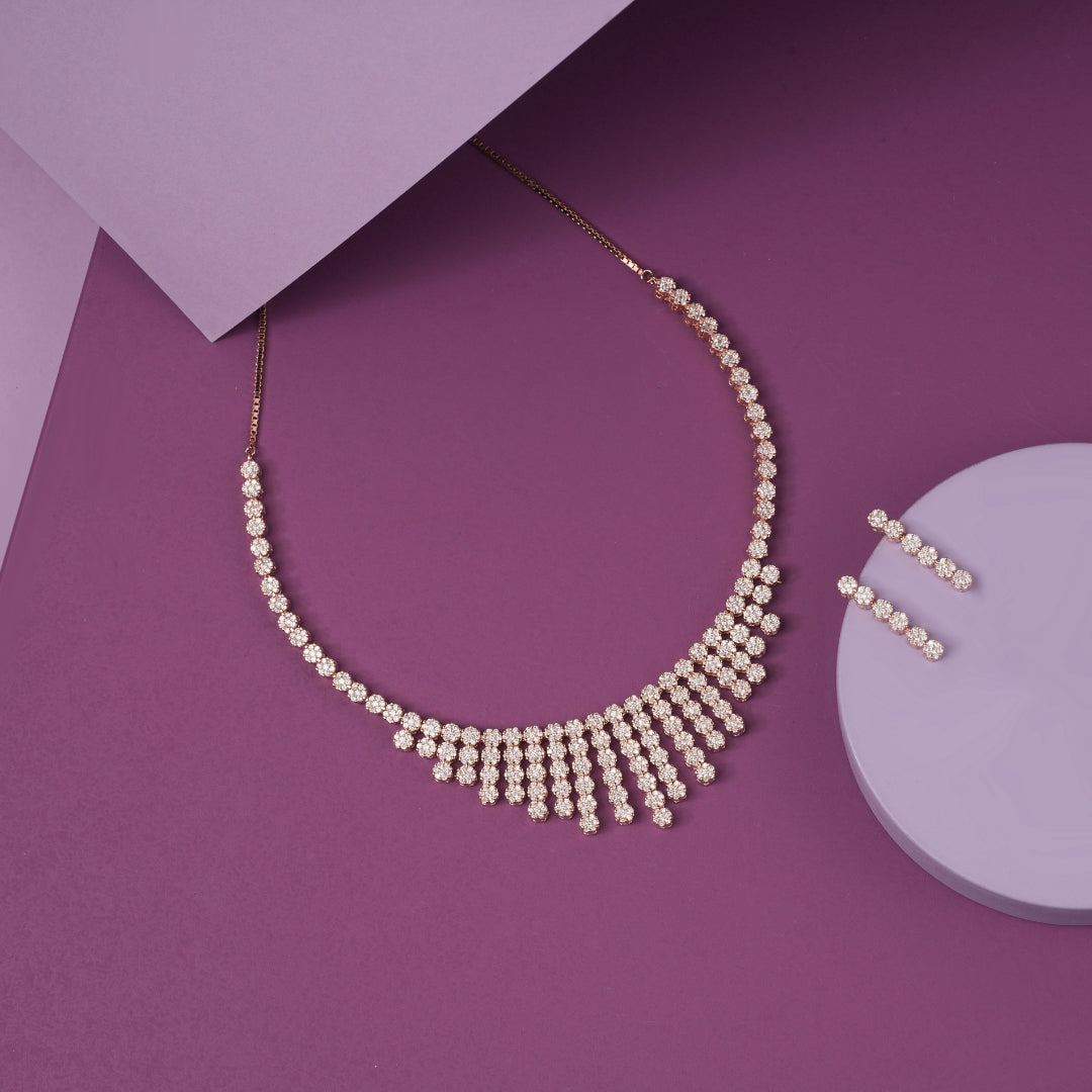 Radiant Cascade Silver Necklace & Earrings Set