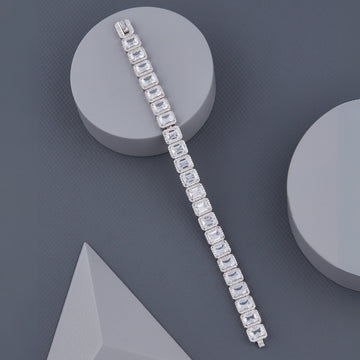 Regal Radiance Silver Cubic Link Bracelet for him
