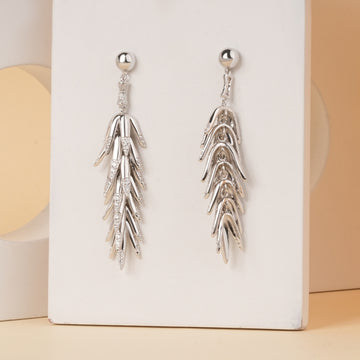 Silver Featherfall Statement Earrings