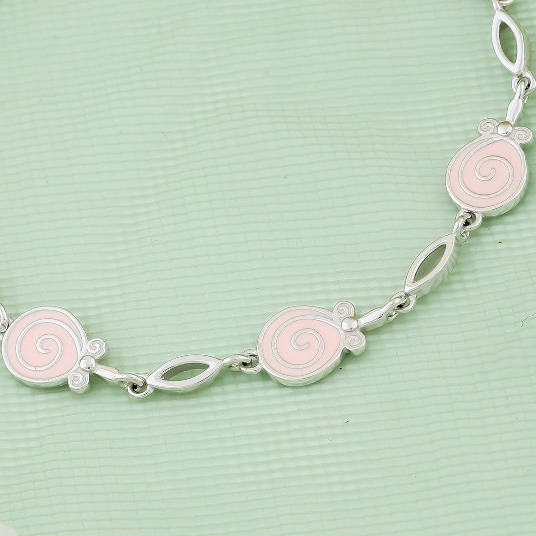 Candy Swirl Charm Silver Kids Bracelet