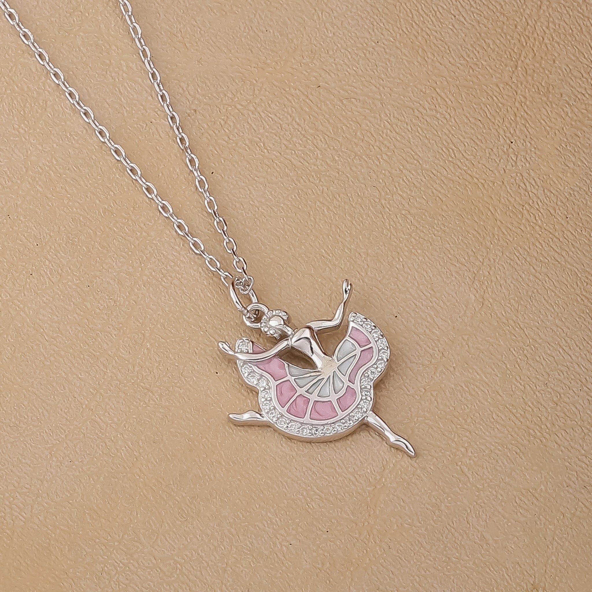 Silver Twinkle Toes Charm Pendant with Anchor Chain