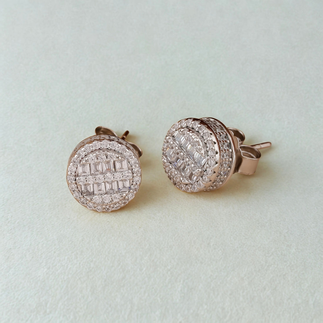 Radiant Round Cluster Silver Stud Earrings