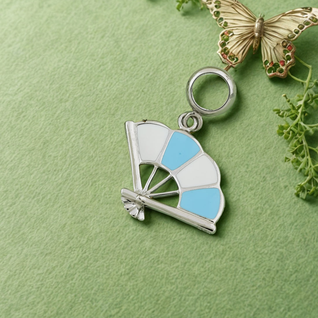 Graceful Silver Fan Pendant for Kids