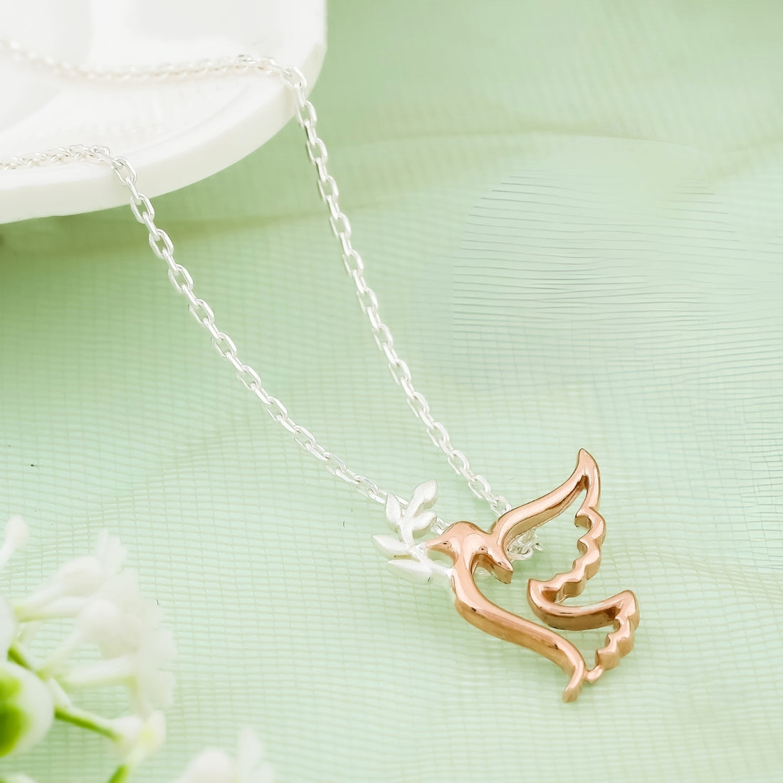 Peace Dove Kids' Silver Chain & Earring Set