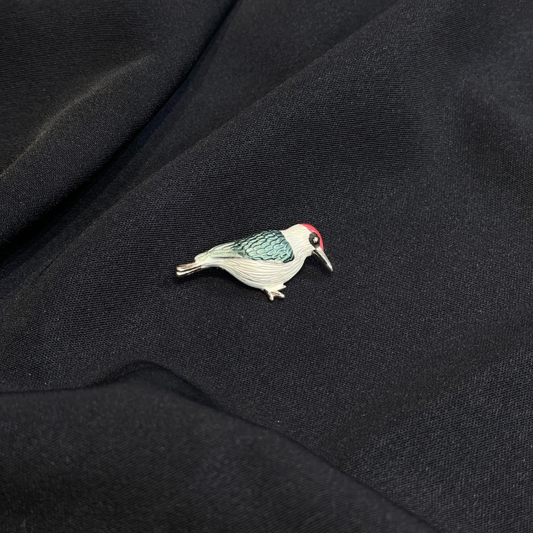 925 Silver Bird Enamel Brooch