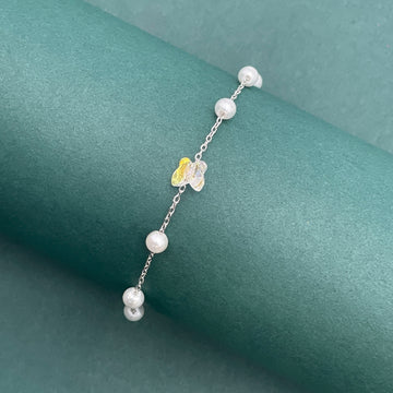 ✨ Sterling Silver Pearl Butterfly Charm Bracelet