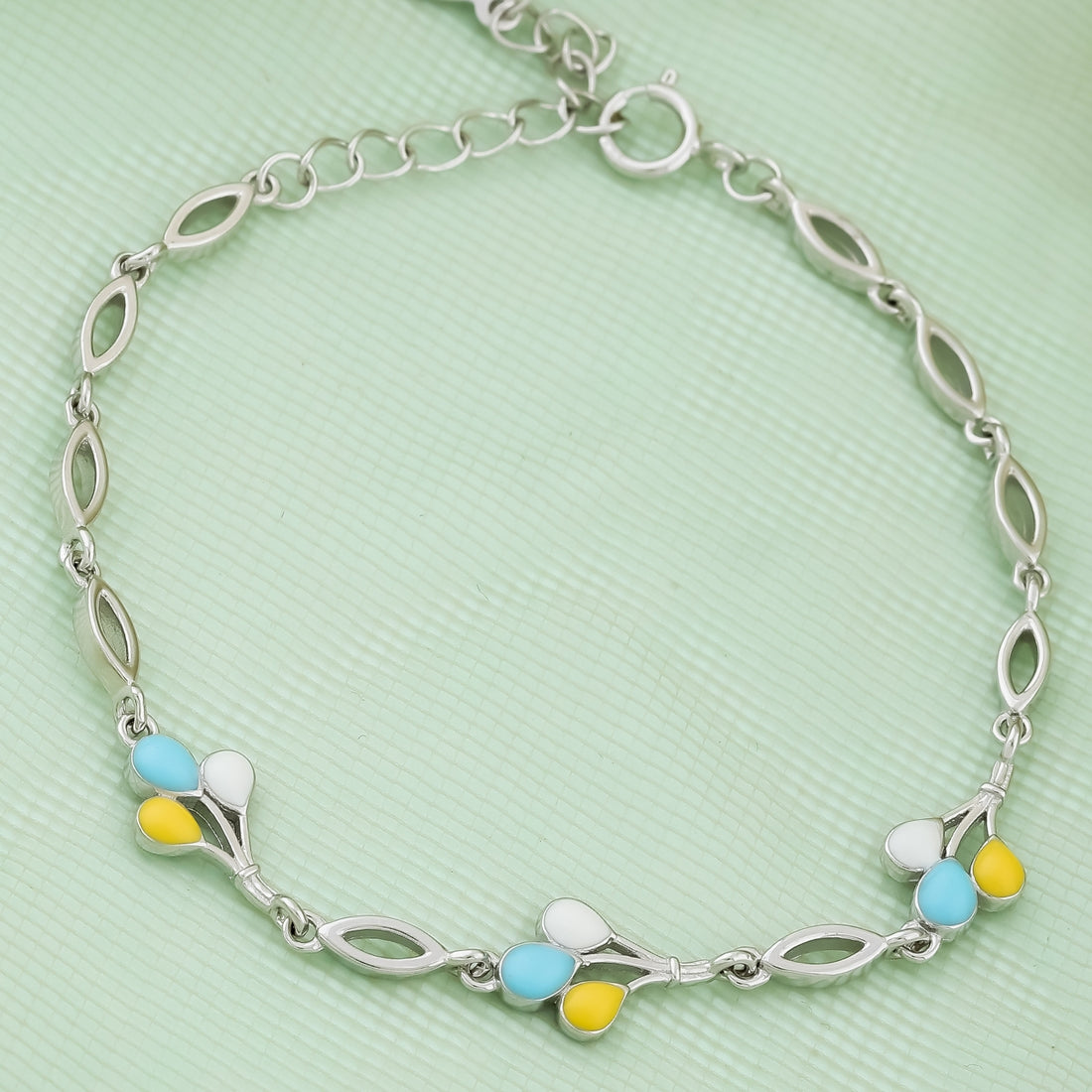 Blossom Buds Colorful Silver Kids Bracelet