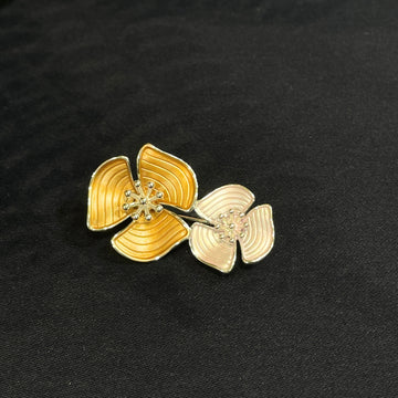 925 Silver Dual-Tone Floral Brooch  : Elegant Enamel Finish
