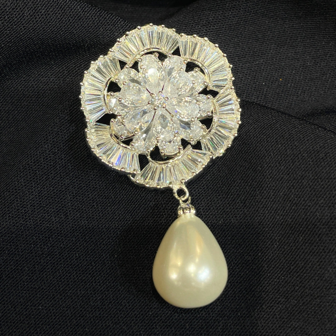 925 Silver Royal Pearl Drop Brooch