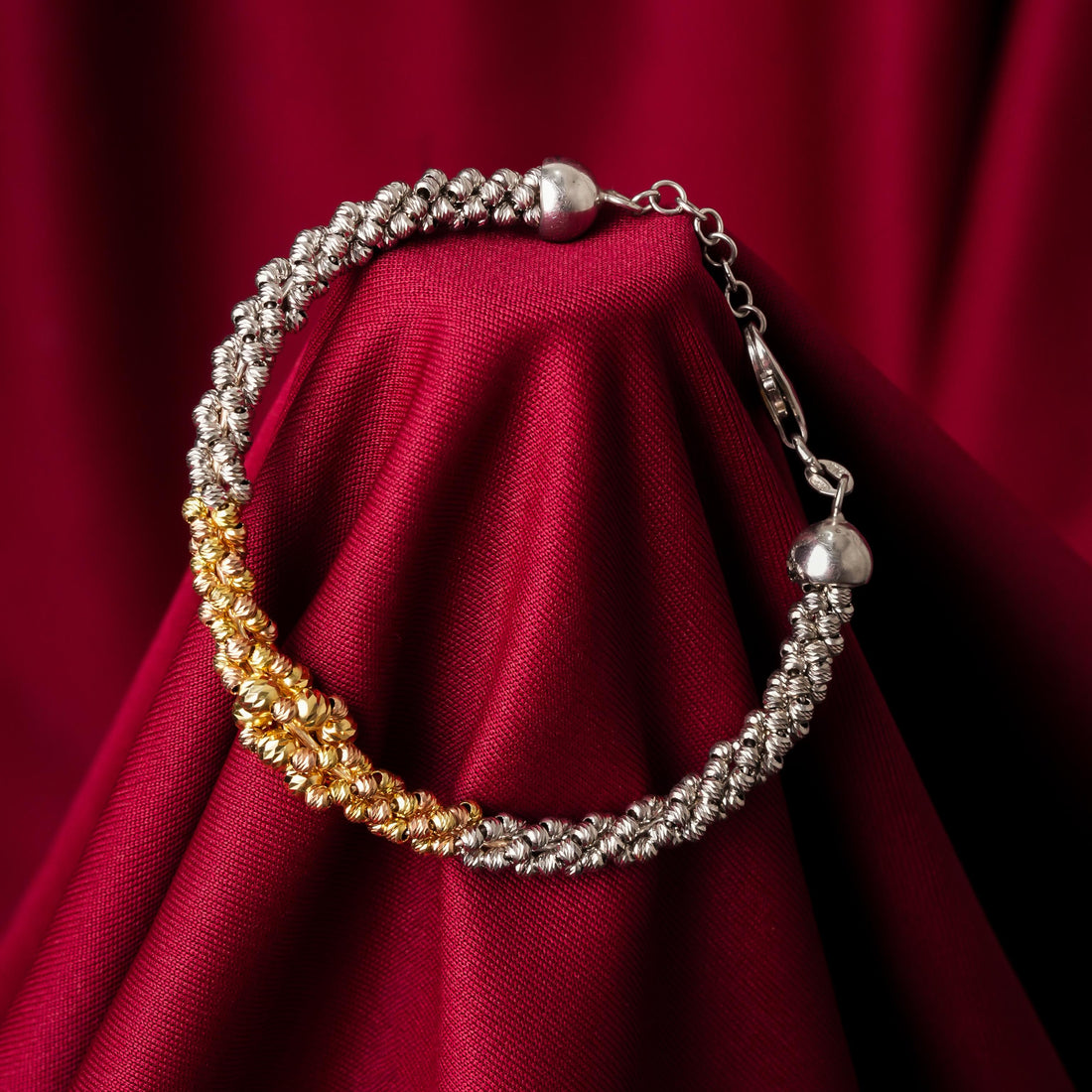 Silver Elegant Two-Tone Italian Twist Bracelet for Women