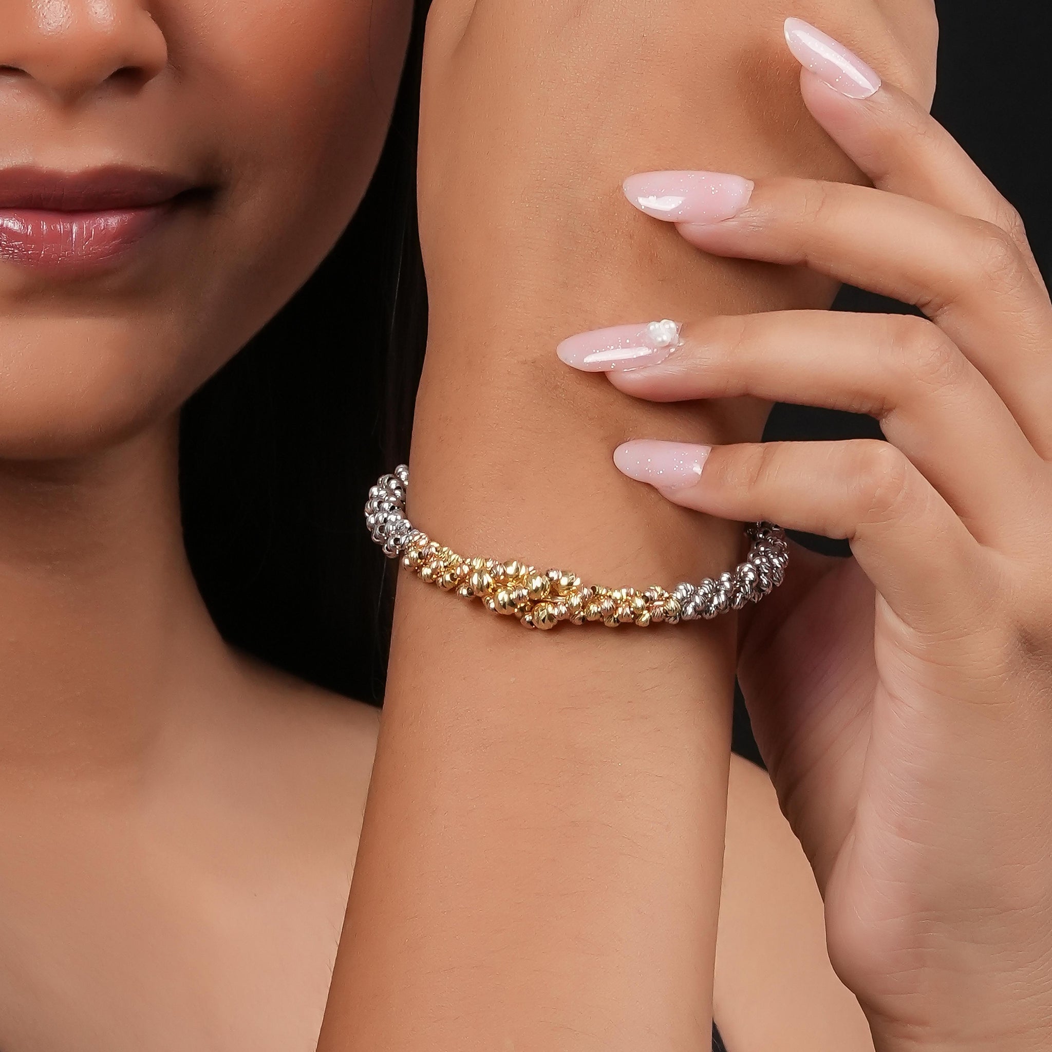 Silver Elegant Two-Tone Italian Twist Bracelet for Women